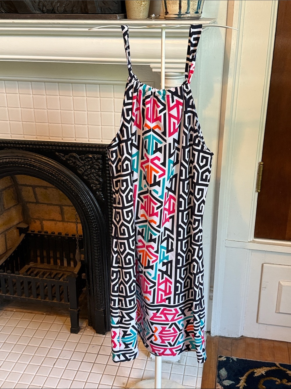 crown & ivy Multicolor Geometric Print Sundress- worn once- great shape